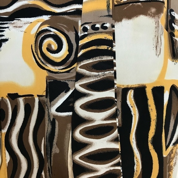 Kaleidoscope Sleeveless Blouse Womens Size M Brown Gold Tie‎ Neck Side Zipper - Picture 6 of 10